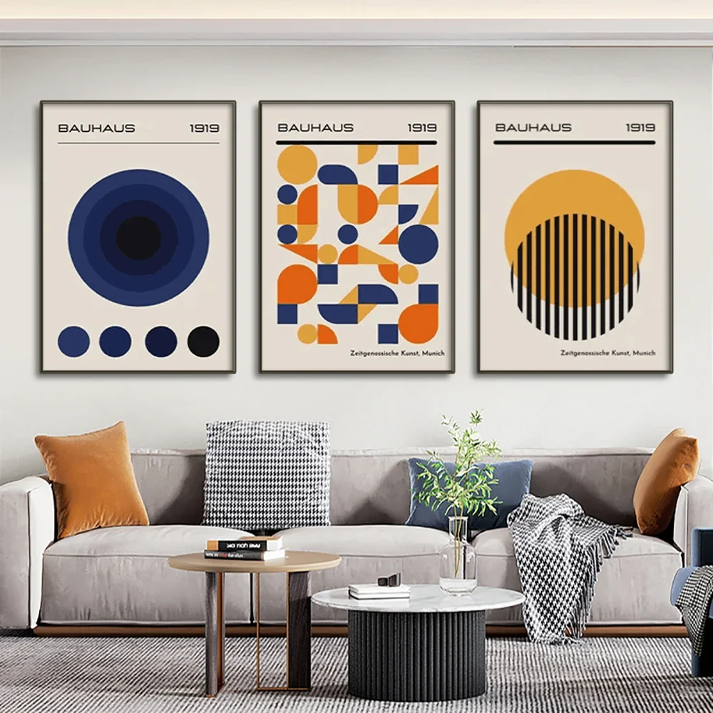 Bauhaus Abstract Geometric Posters Vertical Canvas Art - Image 2