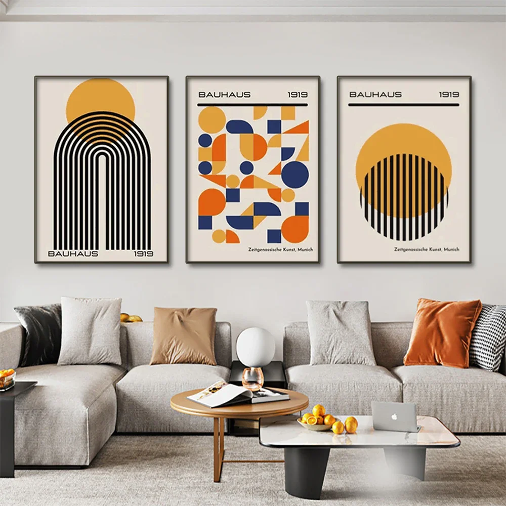 Bauhaus Abstract Geometric Posters Vertical Canvas Art - Image 3