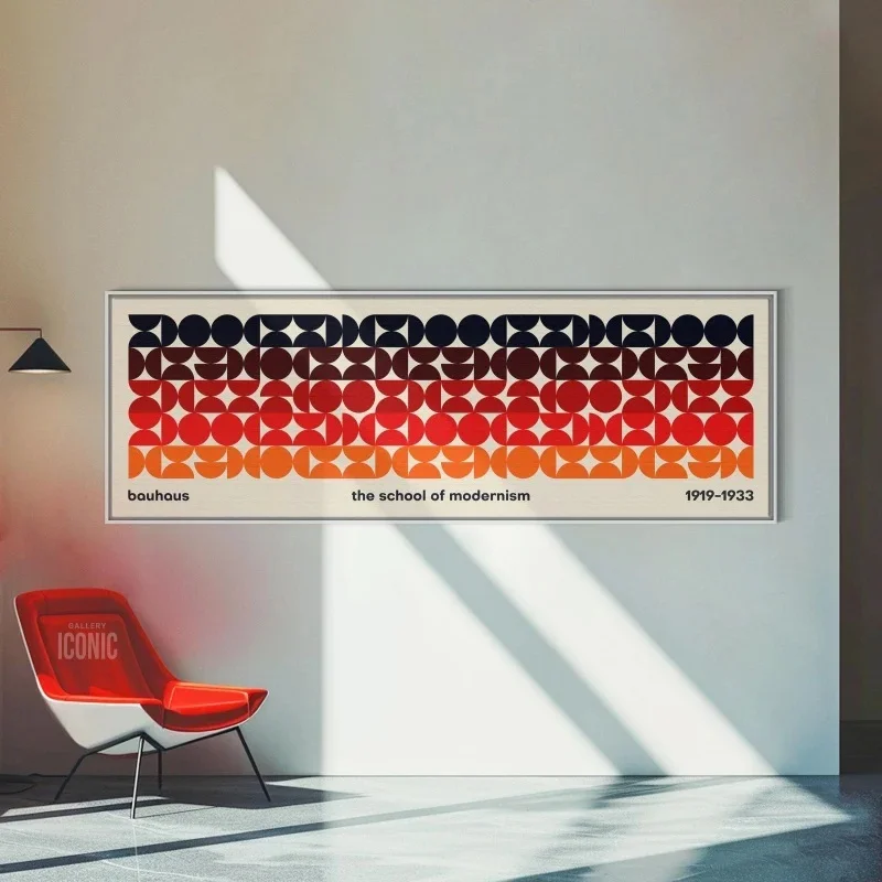 Mid Century Modern Panoramic Canvas Print Bauhaus Unframed - Image 4