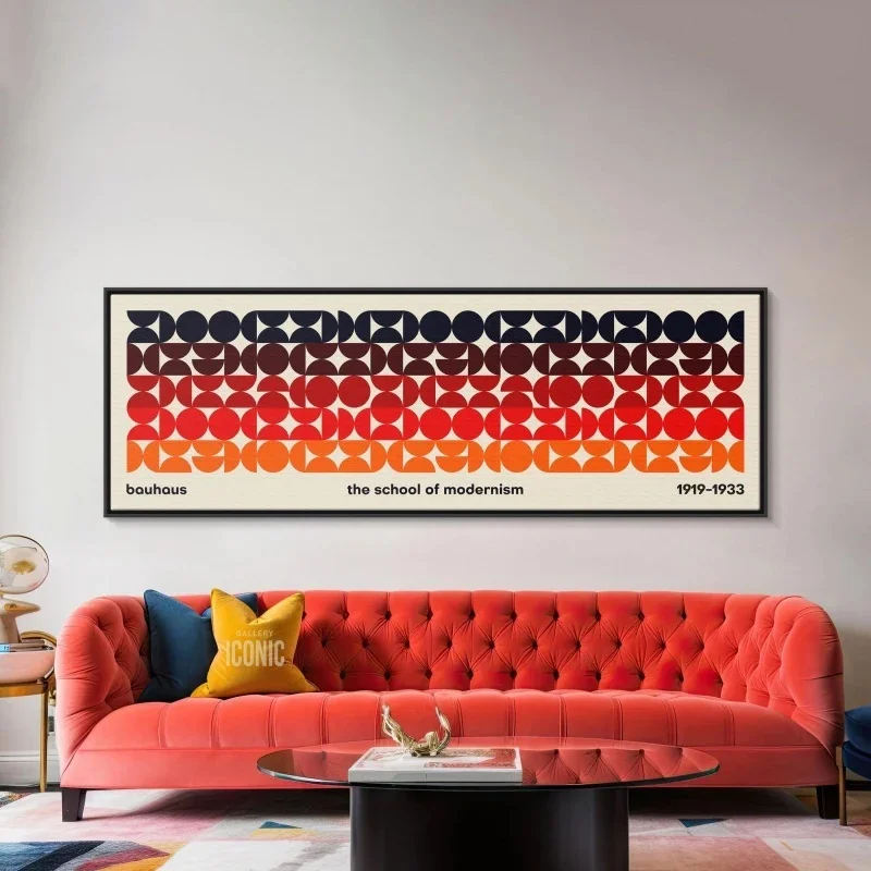 Mid Century Modern Panoramic Canvas Print Bauhaus Unframed - Image 5