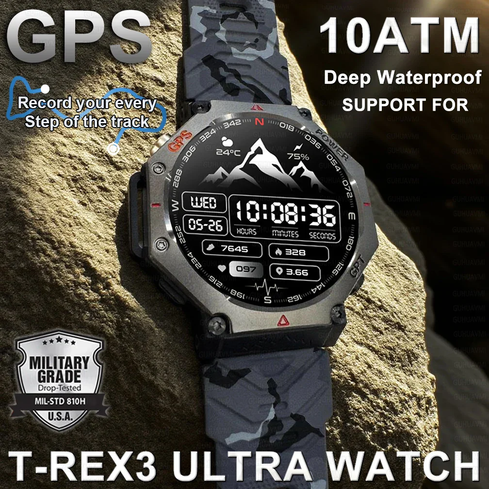 Military Smart Watch Rugged GPS Compass Altimeter Barometer 10ATM Waterproof AMOLED Bluetooth Call Fall 2025 Gear - Image 2