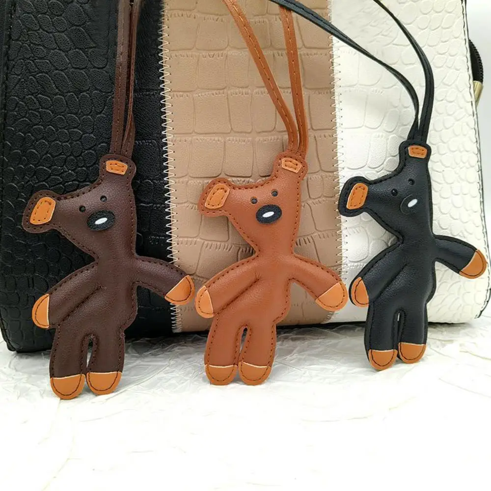 Bear Keychain PU Leather Mini Bag Charm Cute Gift Accessory - Image 7