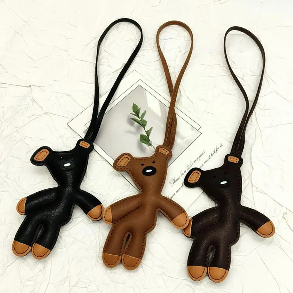 Bear Keychain PU Leather Mini Bag Charm Cute Gift Accessory - Image 8