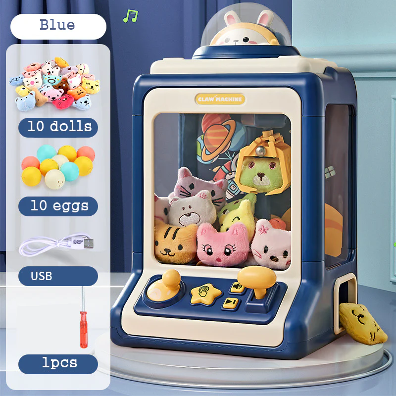 Mini Claw Crane Toy Machine for Kids - Coin Operated Plush Grabber Game with Lights & Music - Image 3