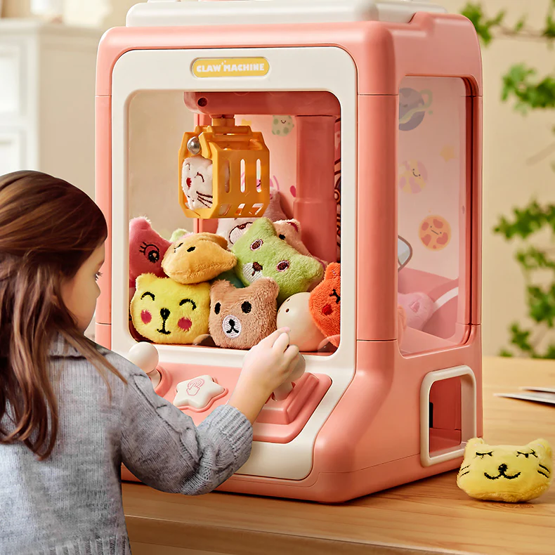 Mini Claw Crane Toy Machine for Kids - Coin Operated Plush Grabber Game with Lights & Music - Image 6