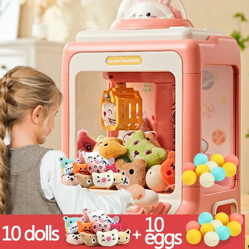 Mini Claw Crane Toy Machine for Kids - Coin Operated Plush Grabber Game with Lights & Music - Image 7