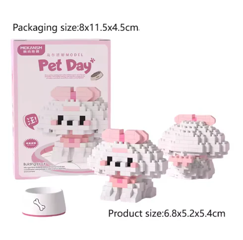 Mini Cute Pet Dog Building Block Set - 90-Piece Cartoon Animal Educational Toy for Kids and Adults - Image 10