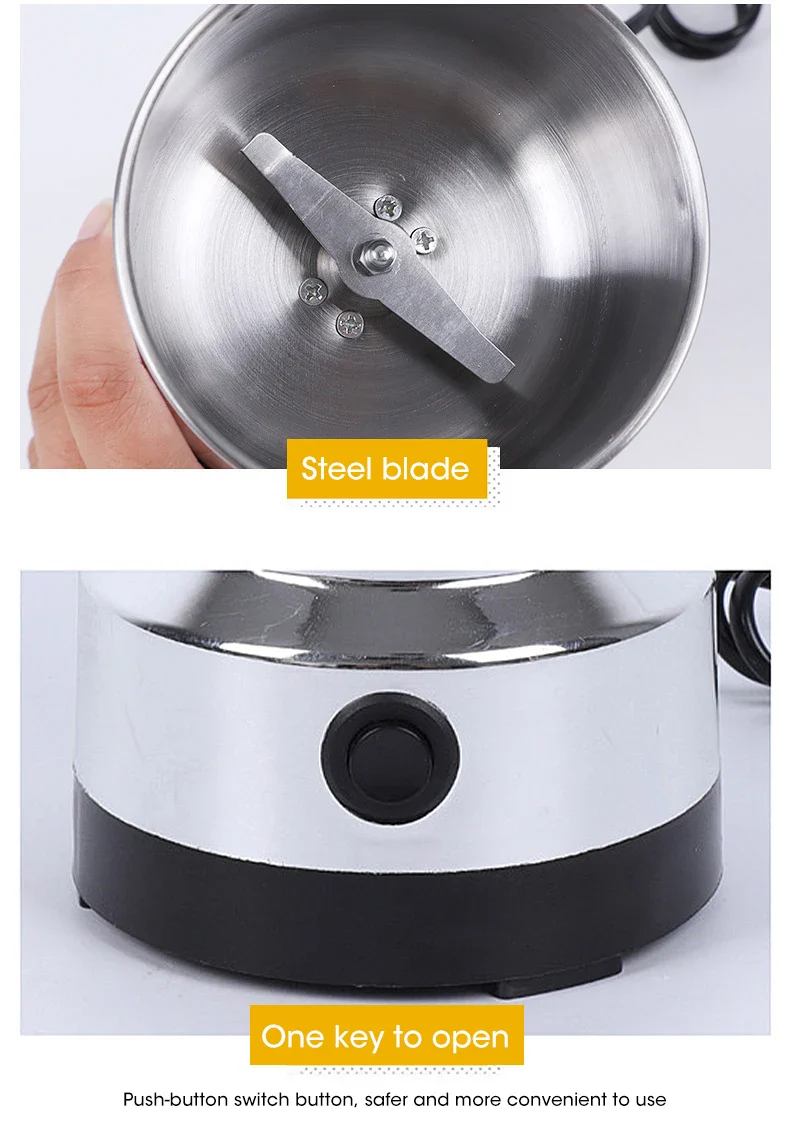 Coffee Grinder Mini Electric Stainless Ultrafine 300ml - Image 14
