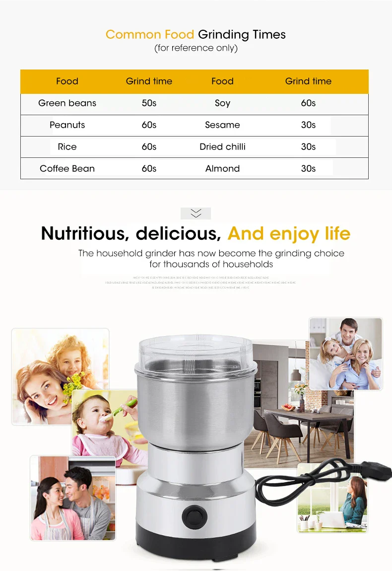 Coffee Grinder Mini Electric Stainless Ultrafine 300ml - Image 7