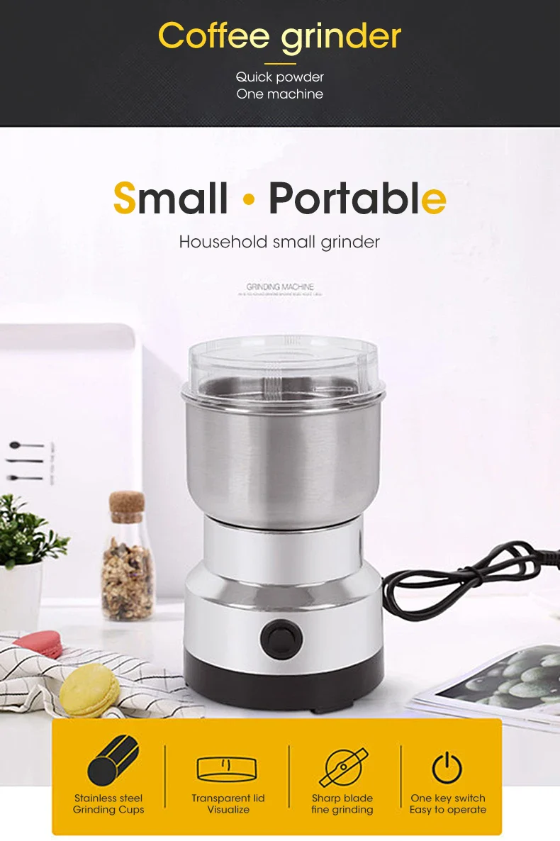 Coffee Grinder Mini Electric Stainless Ultrafine 300ml - Image 9