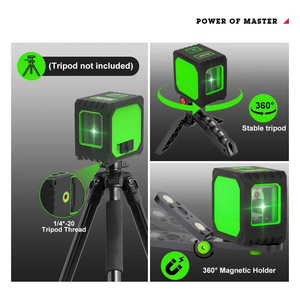 Mini Laser Level with Self-Leveling Green Beams - USB Charging Home Tools - Image 3