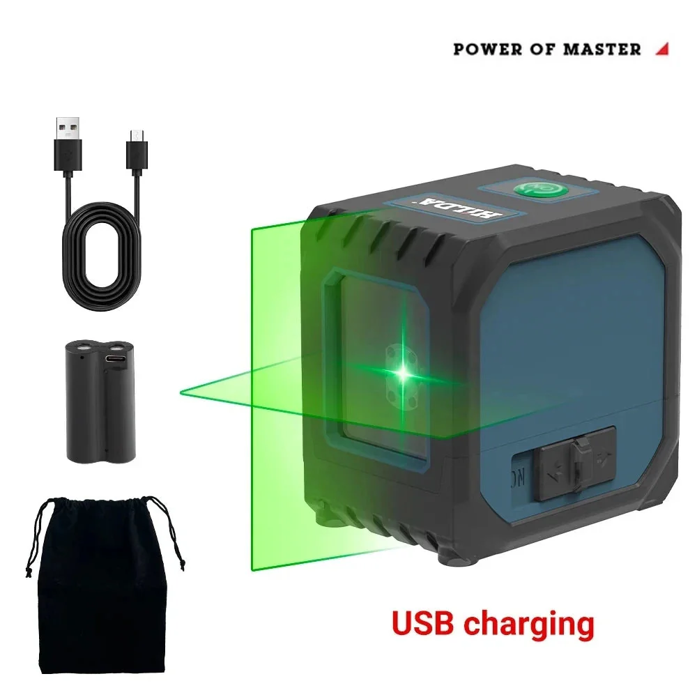 Mini Laser Level with Self-Leveling Green Beams - USB Charging Home Tools - Image 6