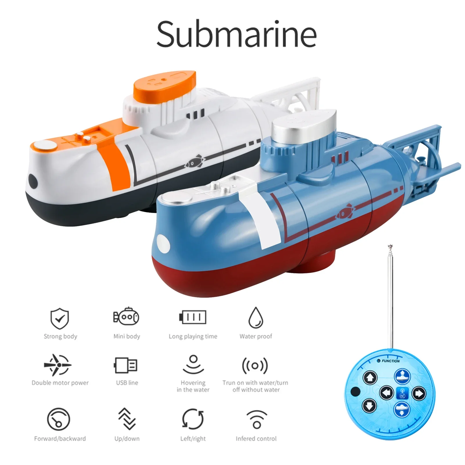 Remote Control Mini Submarine - Waterproof Diving Toy for Kids, Christmas & New Year Gift - Image 3