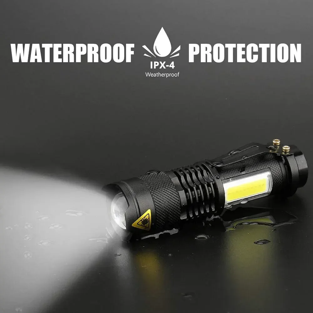 Mini Rechargeable LED Flashlight XPE COB Double Light Source for Camping Fishing Adventure - Image 4