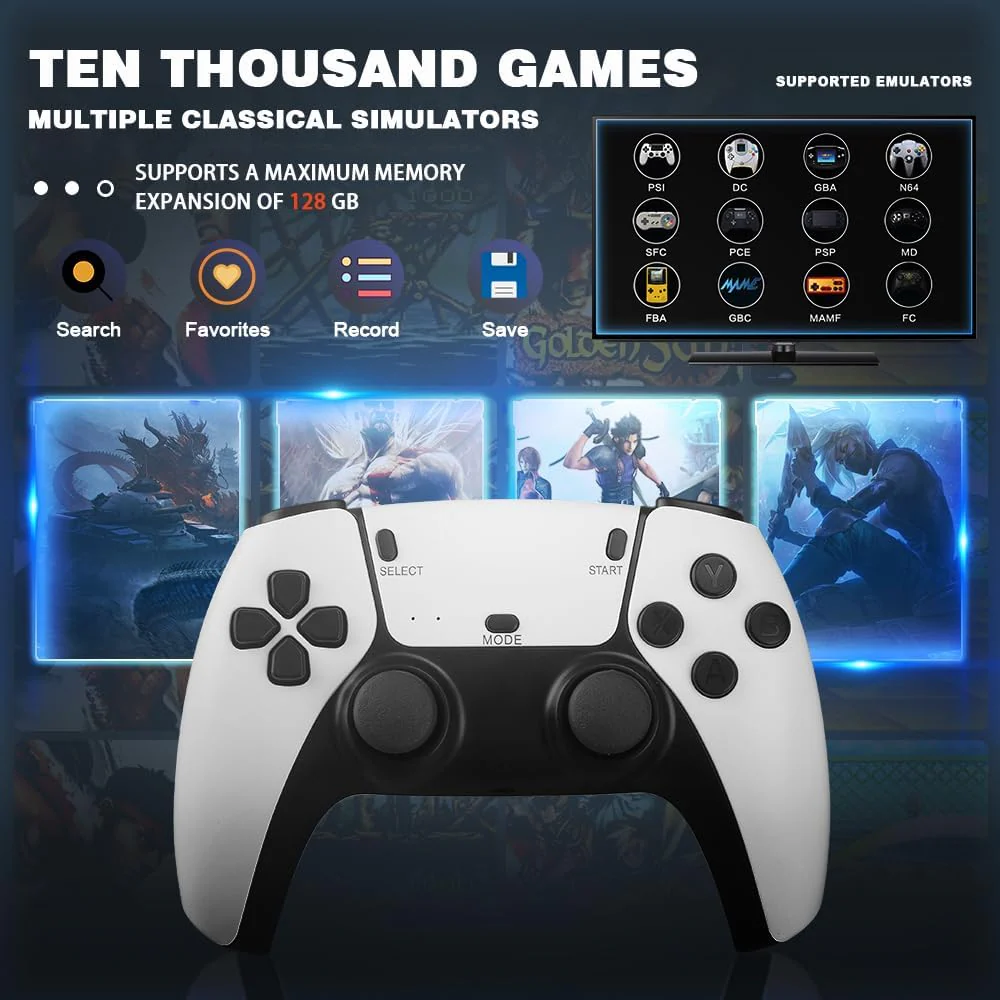 Mini Retro Game Console with 20,000 Classic Games - 4K HD Output, Dual Wireless Controllers - Image 5
