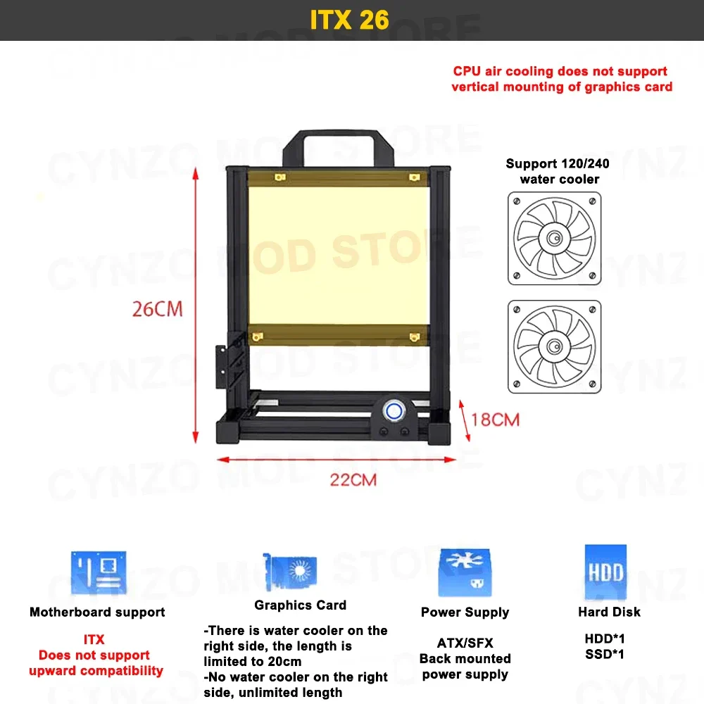 Open Frame Aluminum PC Case Rack EATX Water Cooling - Image 17