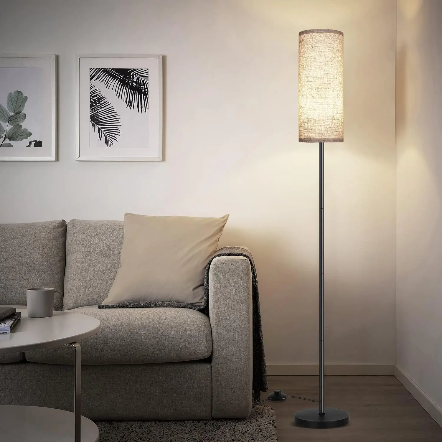 Japandi Modern Floor Lamp With Fabric Shade Stepless Dimming - Image 16