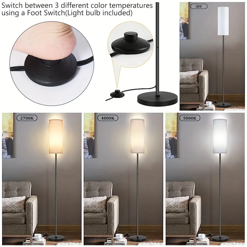 Japandi Modern Floor Lamp With Fabric Shade Stepless Dimming - Image 3