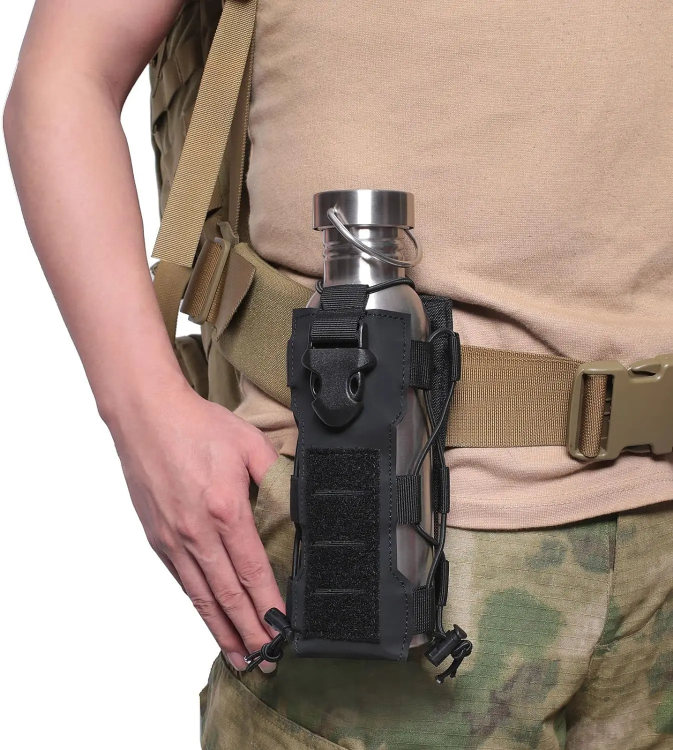 MOLLE Radio Pouch and Water Bottle Holder - Adjustable 40 Oz Pouch for Backpack Fall 2025 Tactical Gear Accessory - Image 3