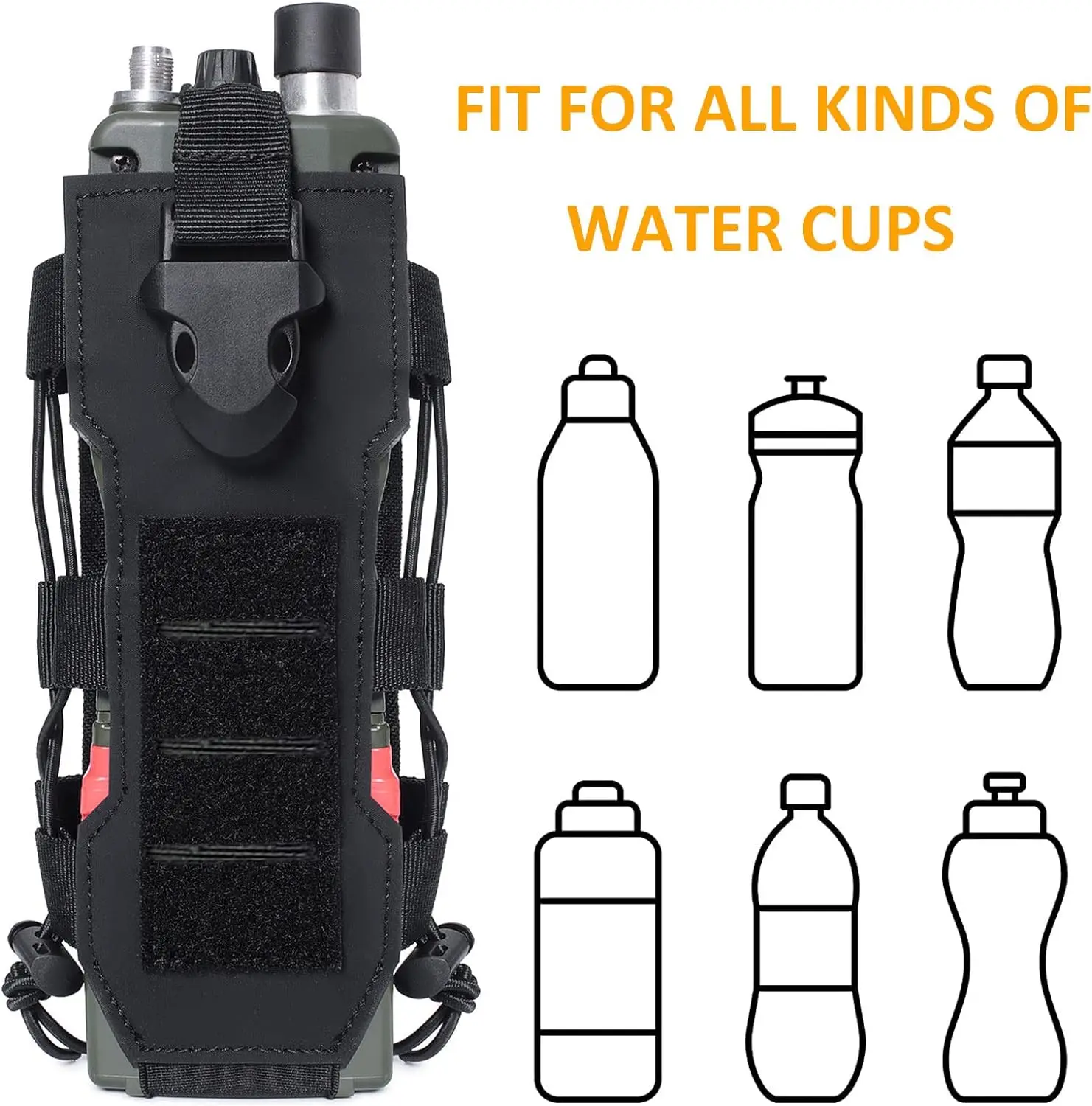 MOLLE Radio Pouch and Water Bottle Holder - Adjustable 40 Oz Pouch for Backpack Fall 2025 Tactical Gear Accessory - Image 5