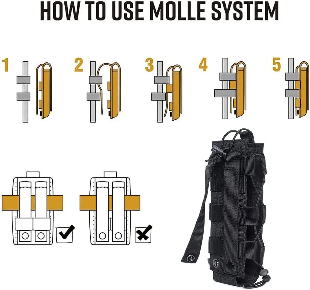 MOLLE Radio Pouch and Water Bottle Holder - Adjustable 40 Oz Pouch for Backpack Fall 2025 Tactical Gear Accessory - Image 6
