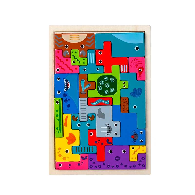 Montessori Animal Characters Wooden Transportation Puzzle Toy - Image 7