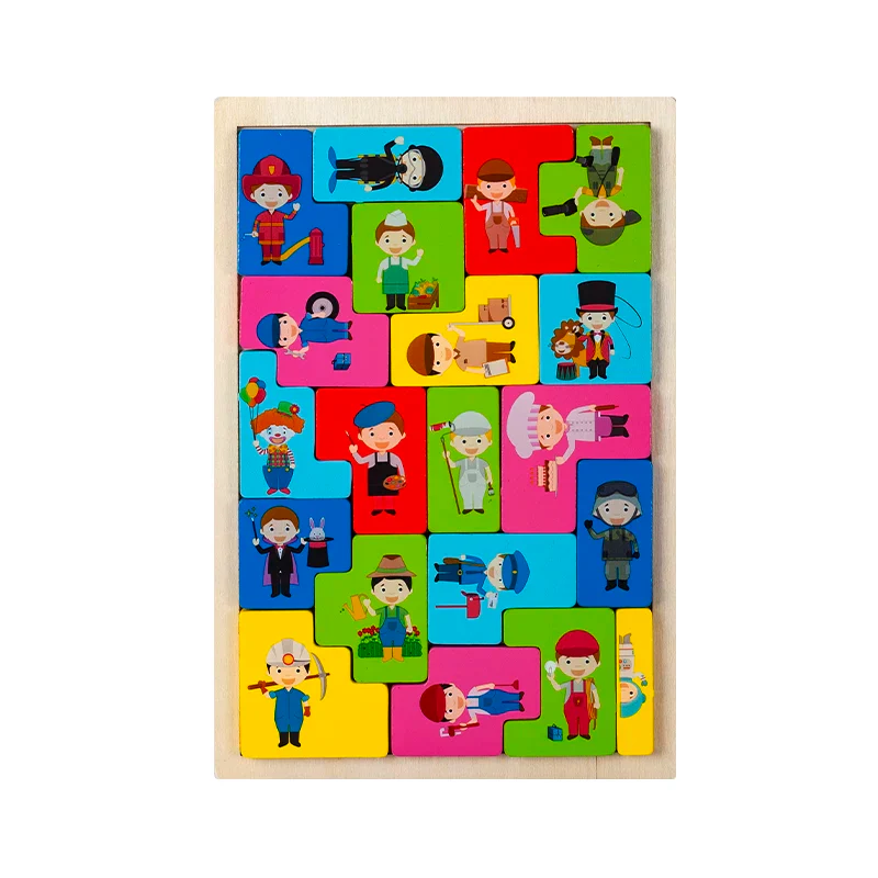 Montessori Animal Characters Wooden Transportation Puzzle Toy - Image 9