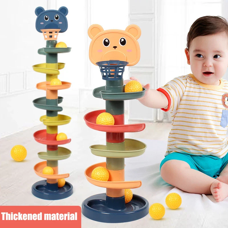 Montessori Rolling Ball Tower Toy - Educational Stacking Game for Infants, Finger Skill Development, Rotating Track Fun - Image 2
