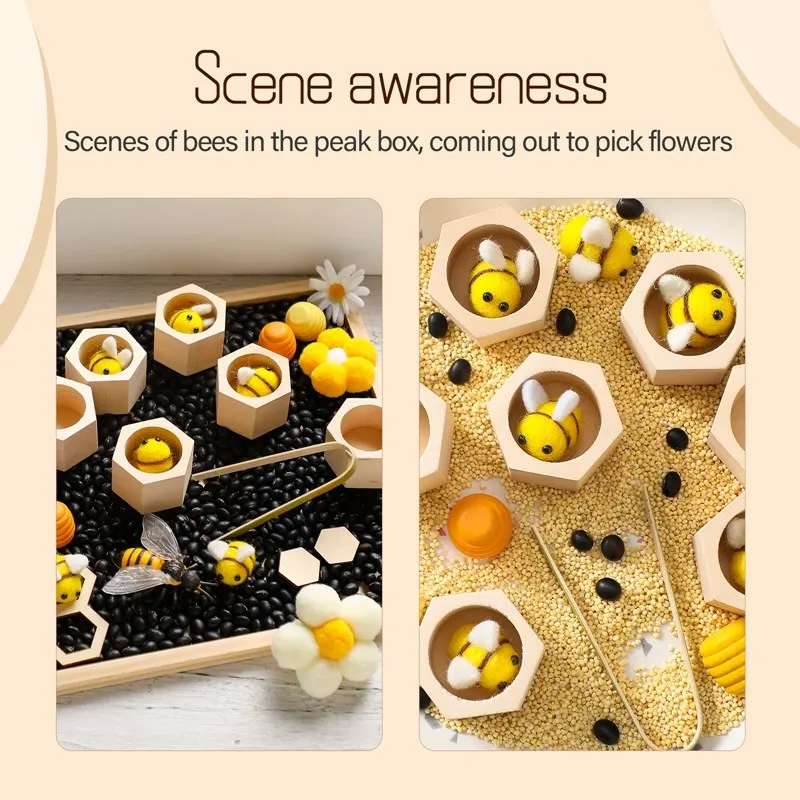 Montessori Fine Motor Toy 0-12 Months Wooden Bee Honeycomb Sensory Game Fall 2025 Development Gift - Image 4