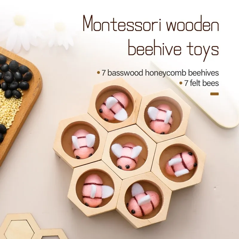Montessori Fine Motor Toy 0-12 Months Wooden Bee Honeycomb Sensory Game Fall 2025 Development Gift - Image 6