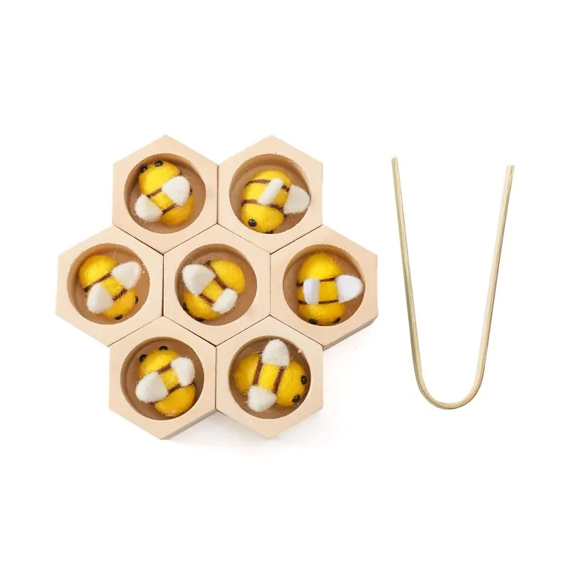 Montessori Fine Motor Toy 0-12 Months Wooden Bee Honeycomb Sensory Game Fall 2025 Development Gift - Image 8