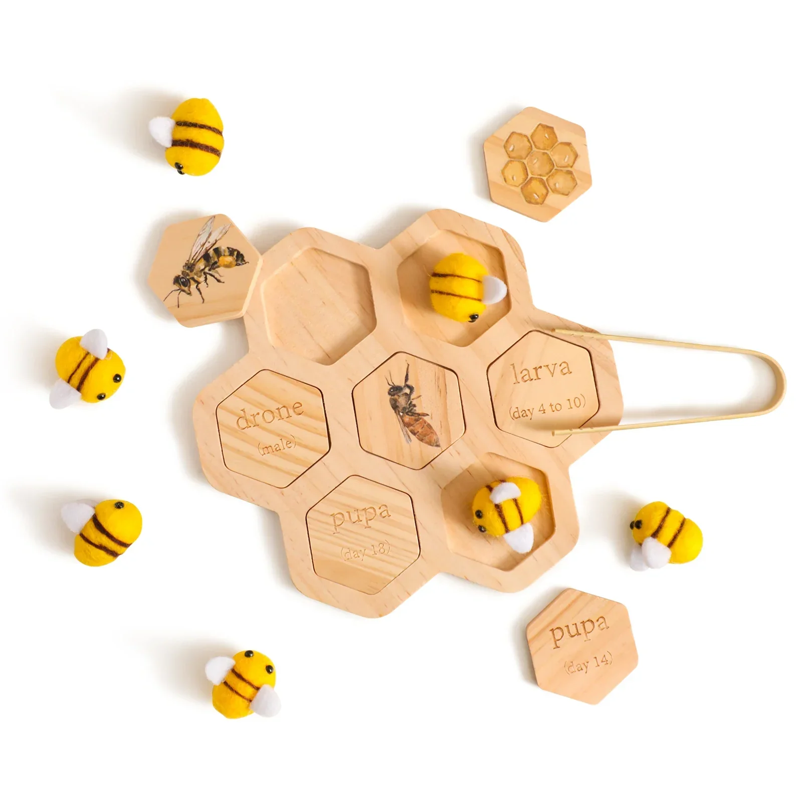 Montessori Fine Motor Toy 0-12 Months Wooden Bee Honeycomb Sensory Game Fall 2025 Development Gift - Image 9