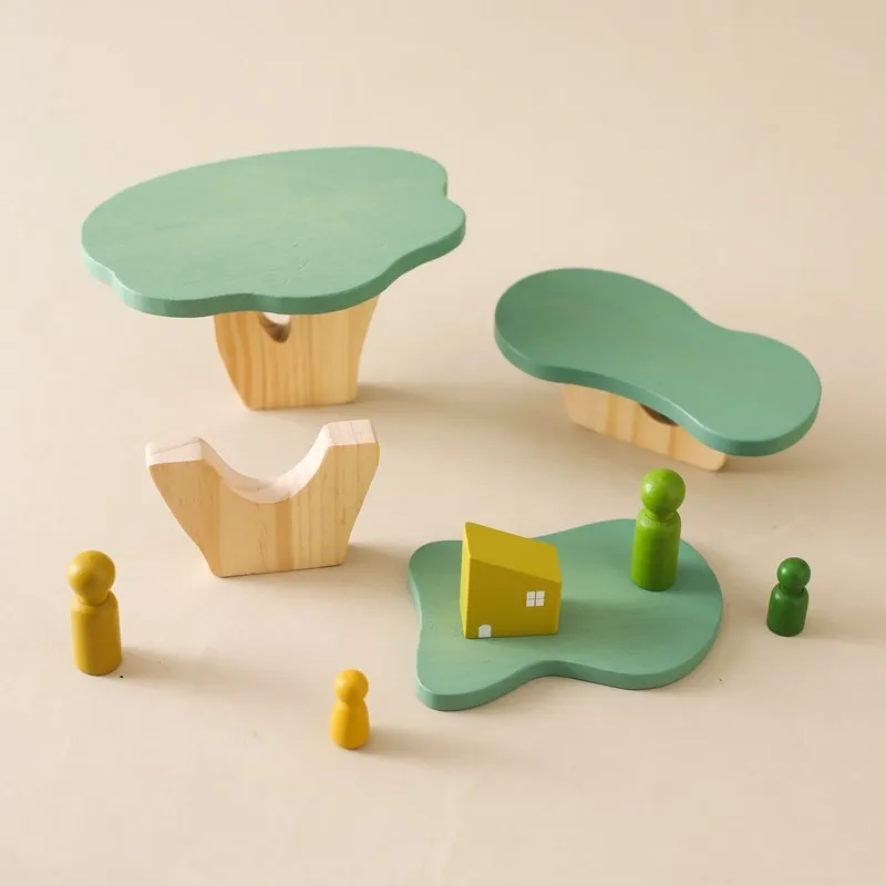 Montessori Stacking Toy Wooden Tree Block Stacker Kids Educational Fall 2025 Fine Motor Skills - Image 2