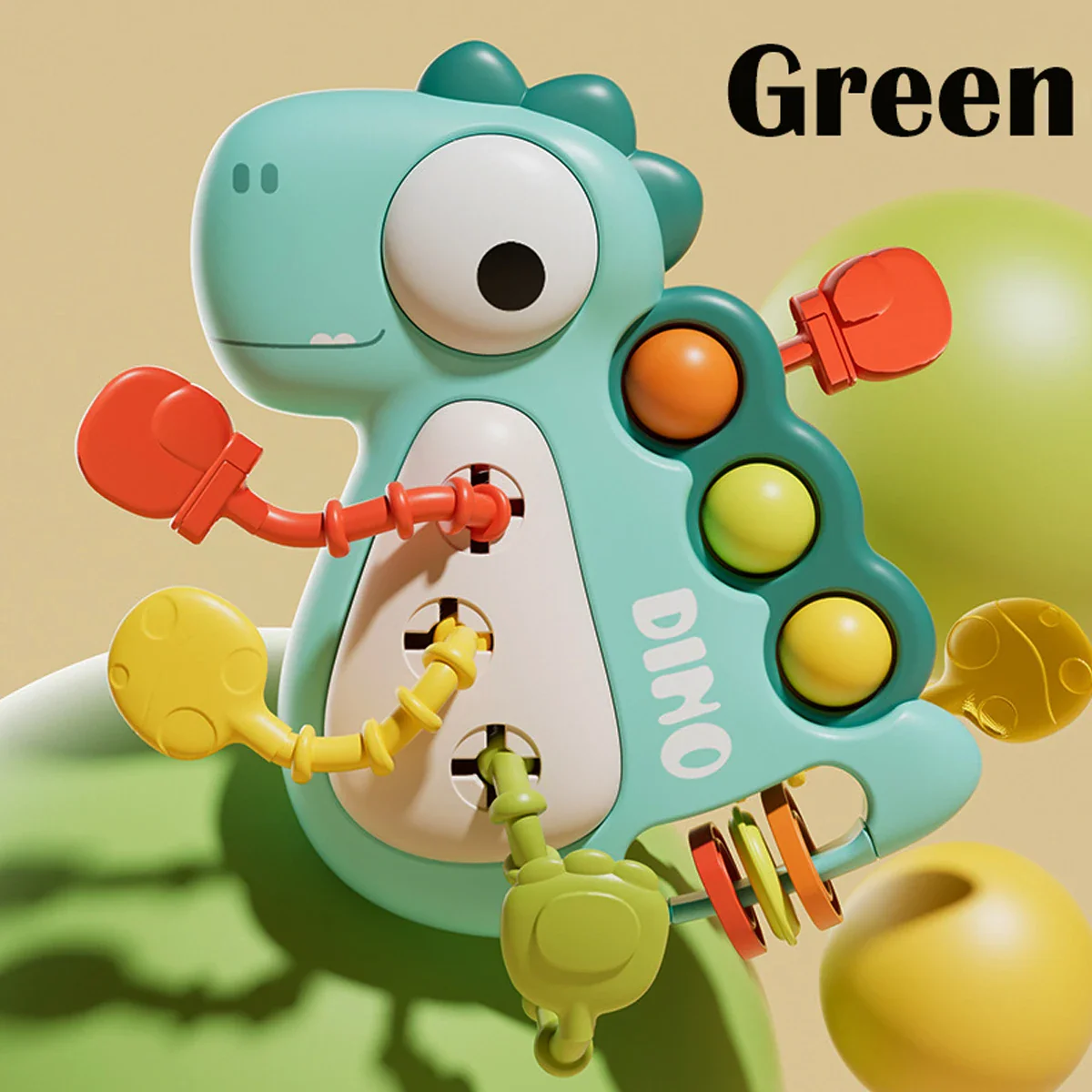 Montessori Dinosaur Pull Toy Newborn Sensory Toys Teether - Image 2