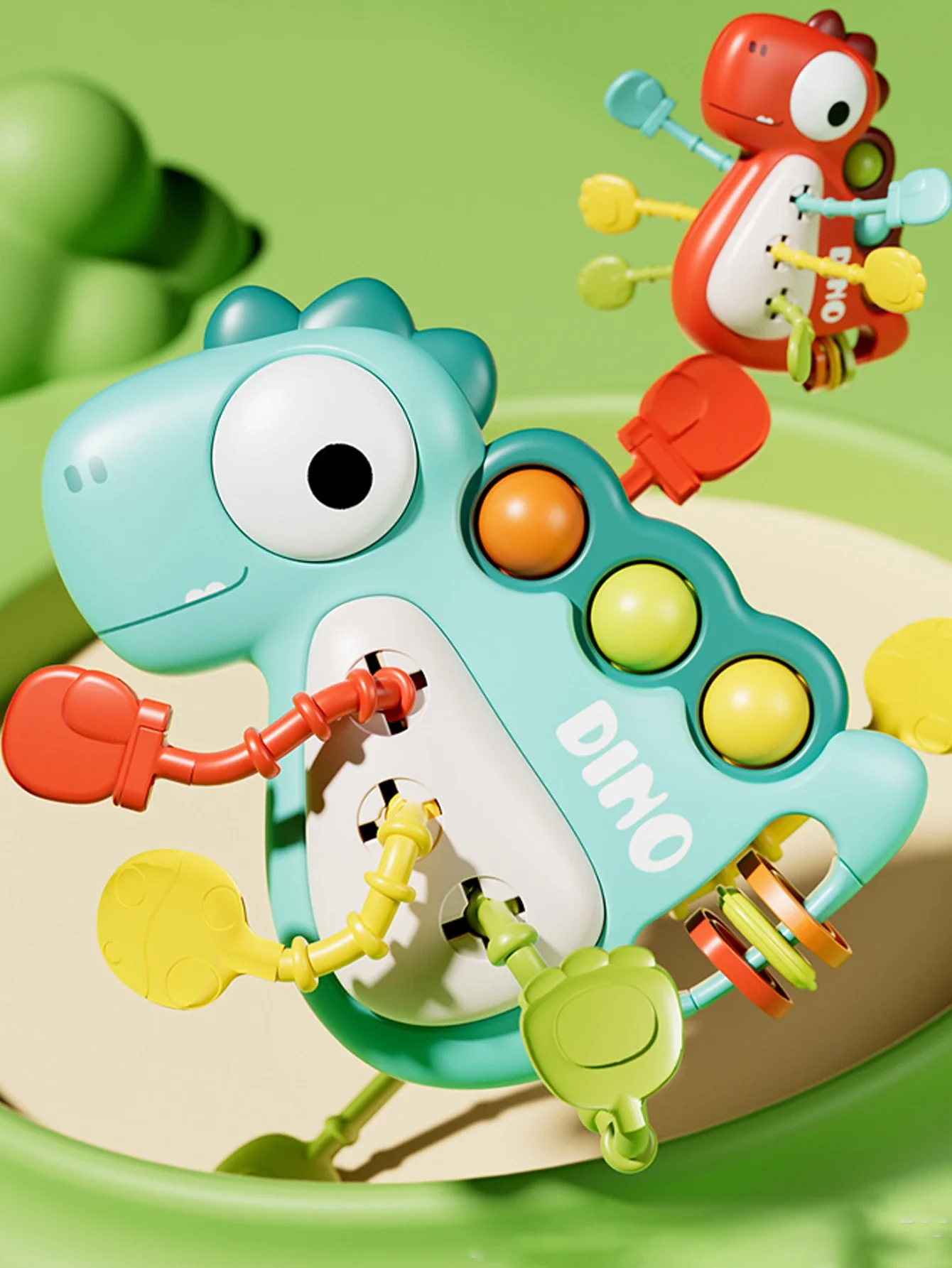 Montessori Dinosaur Pull Toy Newborn Sensory Toys Teether - Image 6
