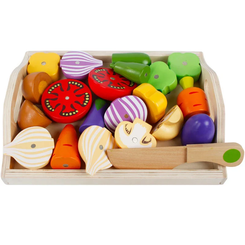 Montessori Wooden Fruits & Vegetables Cutting Set - Eco-Friendly Pretend Play Kitchen Toys for Kids - Image 5