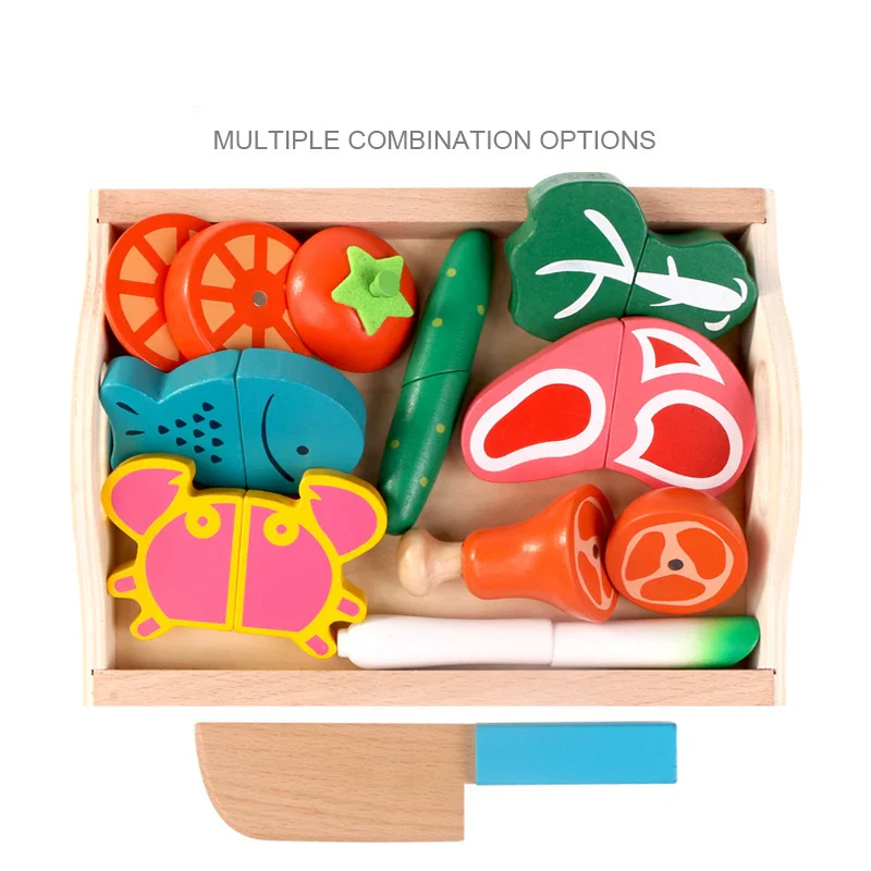 Montessori Wooden Fruits & Vegetables Cutting Set - Eco-Friendly Pretend Play Kitchen Toys for Kids - Image 6