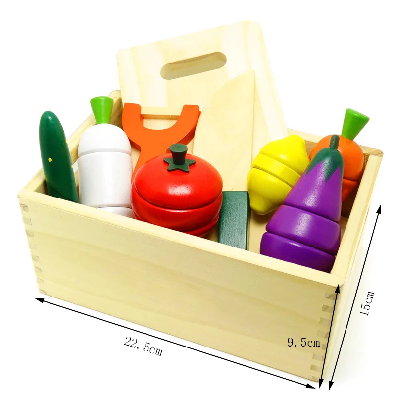 Montessori Wooden Fruits & Vegetables Cutting Set - Eco-Friendly Pretend Play Kitchen Toys for Kids - Image 8
