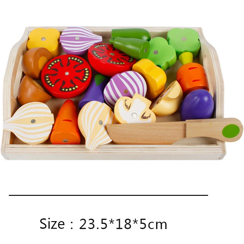 Montessori Wooden Fruits & Vegetables Cutting Set - Eco-Friendly Pretend Play Kitchen Toys for Kids - Image 9