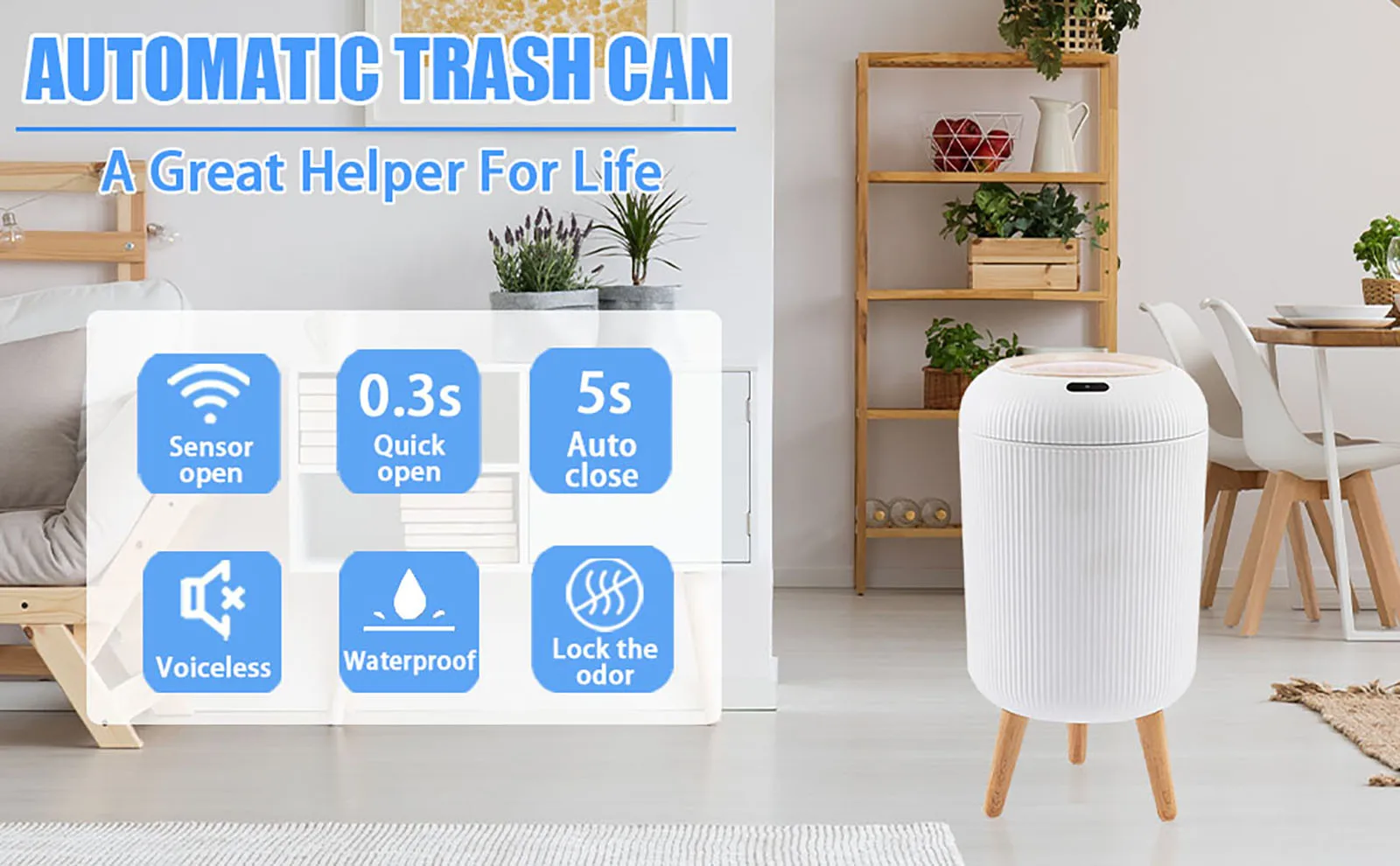 Motion Sensor Trash Can Small Plastic Smart Bin Hands Free - Image 16