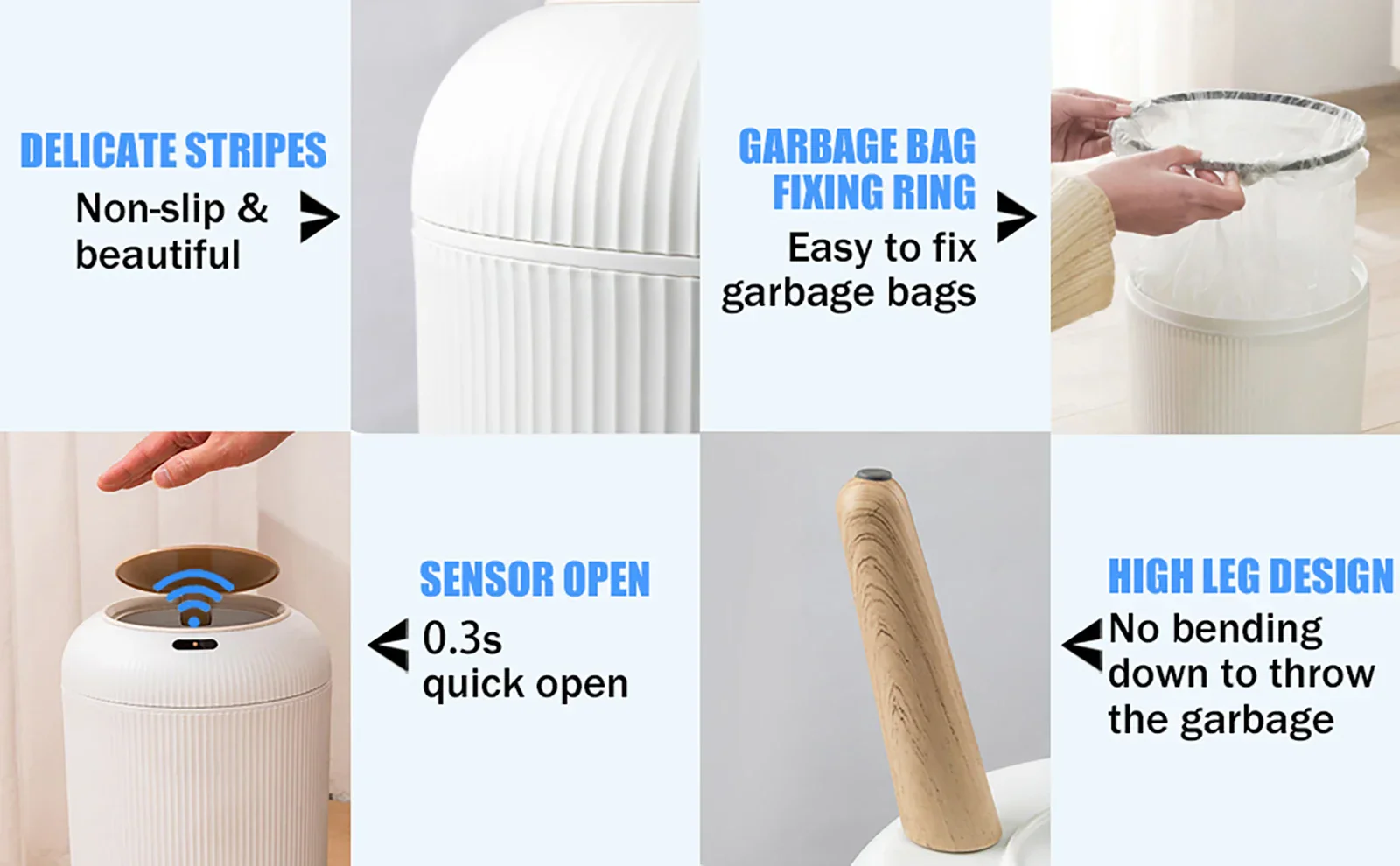 Motion Sensor Trash Can Small Plastic Smart Bin Hands Free - Image 17