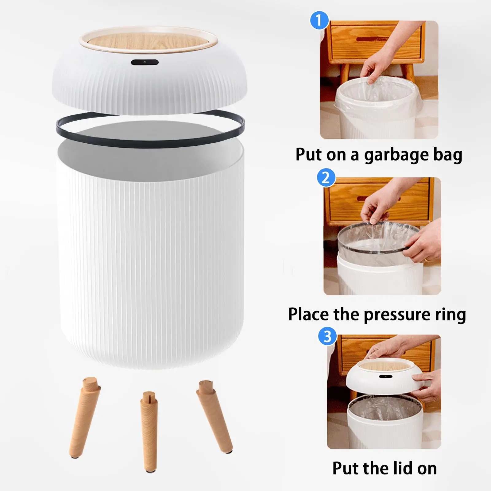 Motion Sensor Trash Can Small Plastic Smart Bin Hands Free - Image 5