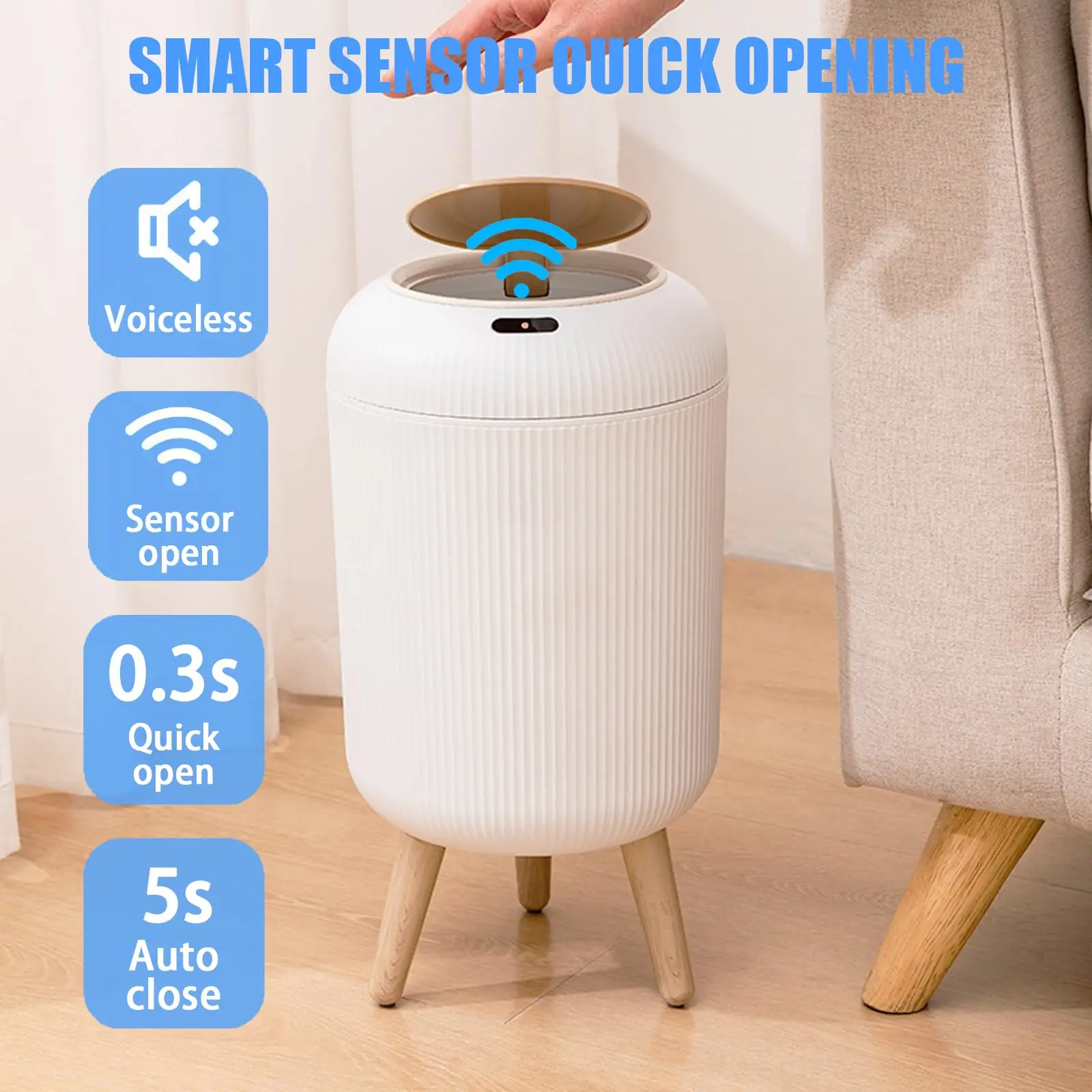 Motion Sensor Trash Can Small Plastic Smart Bin Hands Free - Image 8