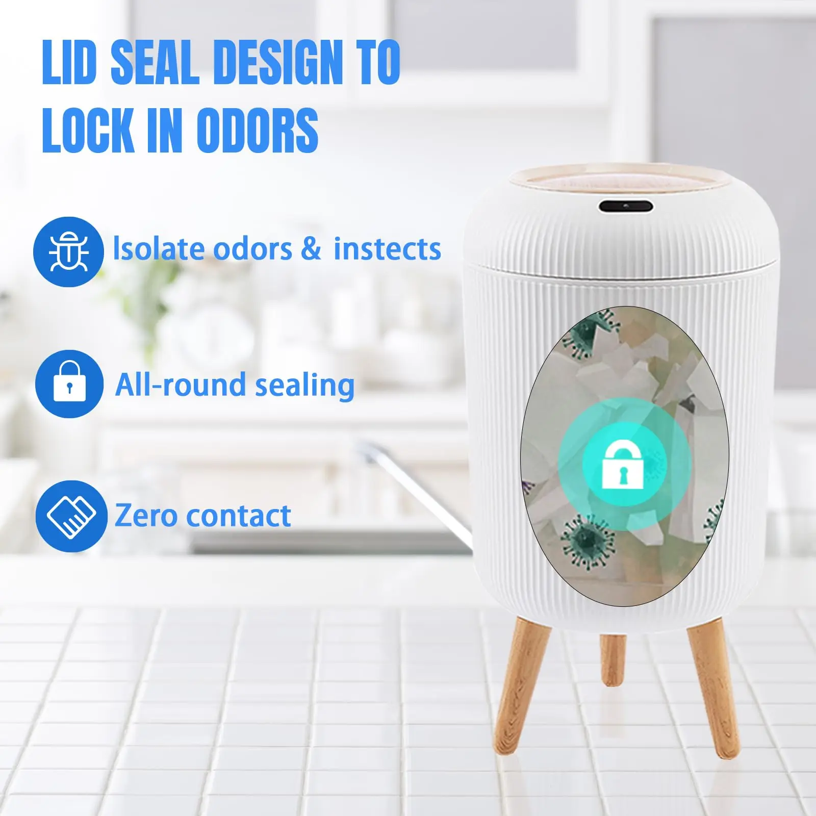 Motion Sensor Trash Can Small Plastic Smart Bin Hands Free - Image 9