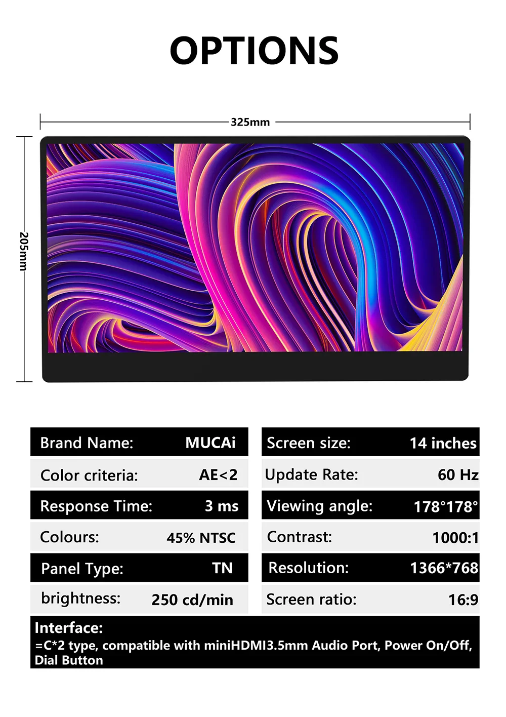 Portable 14 Inch Monitor 178 Degree View Built In Speaker - Image 17