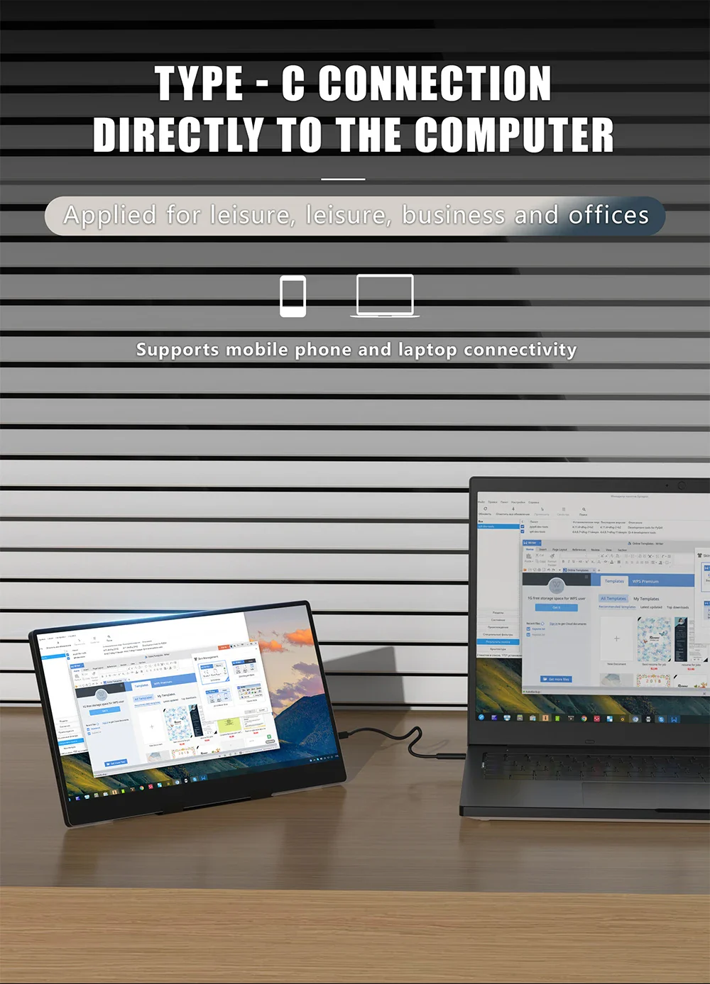 Portable Monitor 14 Inch 60Hz Travel Display With Speakers - Image 9