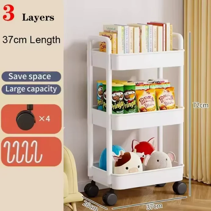 Multi-Layer Mobile Storage Rack Trolley - Home Organizers for Kitchen & Bedroom with Wheels - Image 3