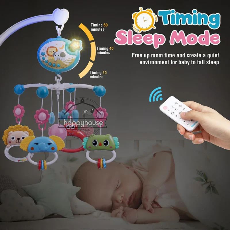 Musical Baby Mobile Projection Remote Newborn Sensory Toys - Image 3