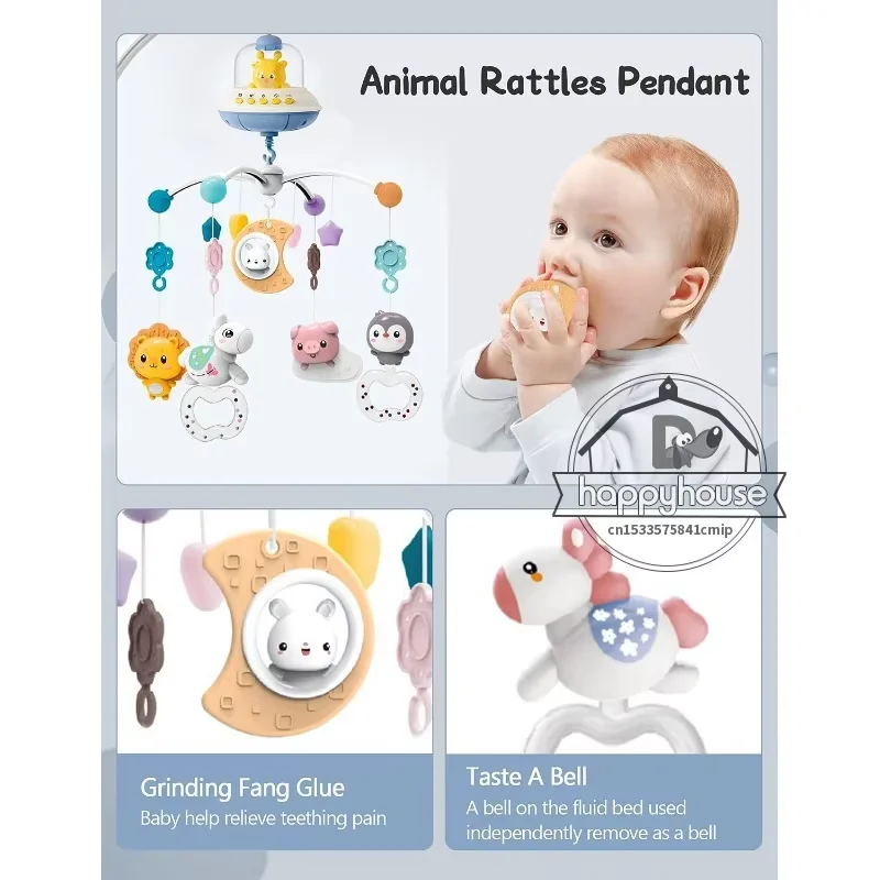 Musical Crib Mobile Newborn Sensory Toys Light Projector - Image 2