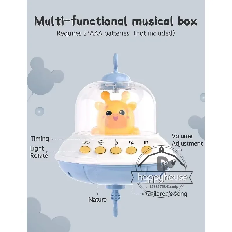 Musical Crib Mobile Newborn Sensory Toys Light Projector - Image 3